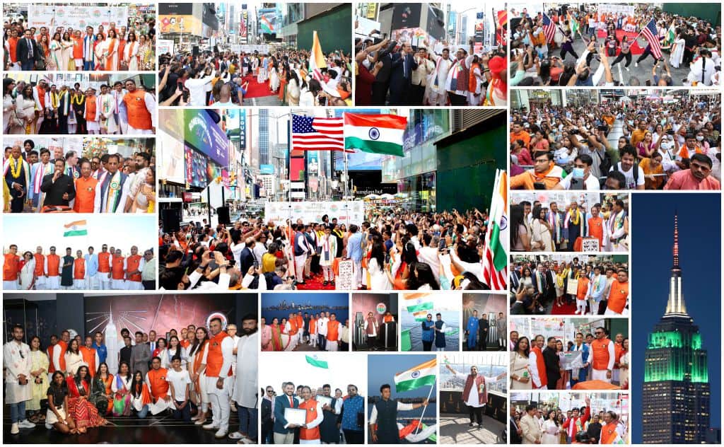 Fia Commemorates Azadi Ka Amrit Mahotsav, Hoists Indian Tri-Color Flag At Times Square