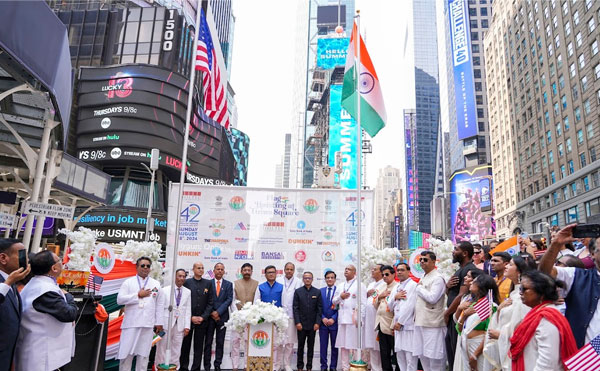 Federation of Indian Associations Hosts Flag-Hoisting Ceremony for India's 78th Independence Day at Times Square
